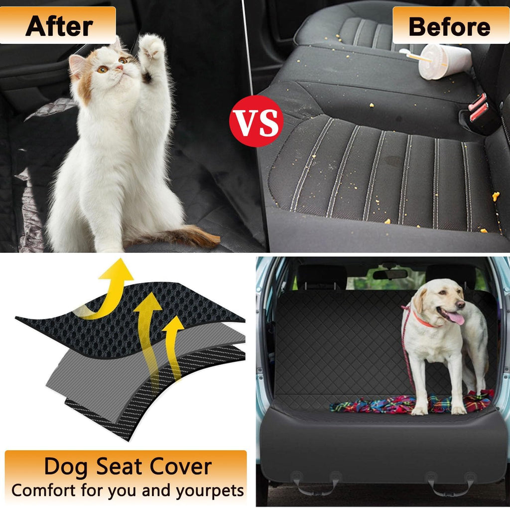 Petnice Pet Back Seat Covers, Dog Car Seat Cover Waterproof Liner Protector, Pet Hammock Scratch Proof Nonslip Protect Blanket, Easy to Clean Seat Pad for Cars Trucks Suv(Black)