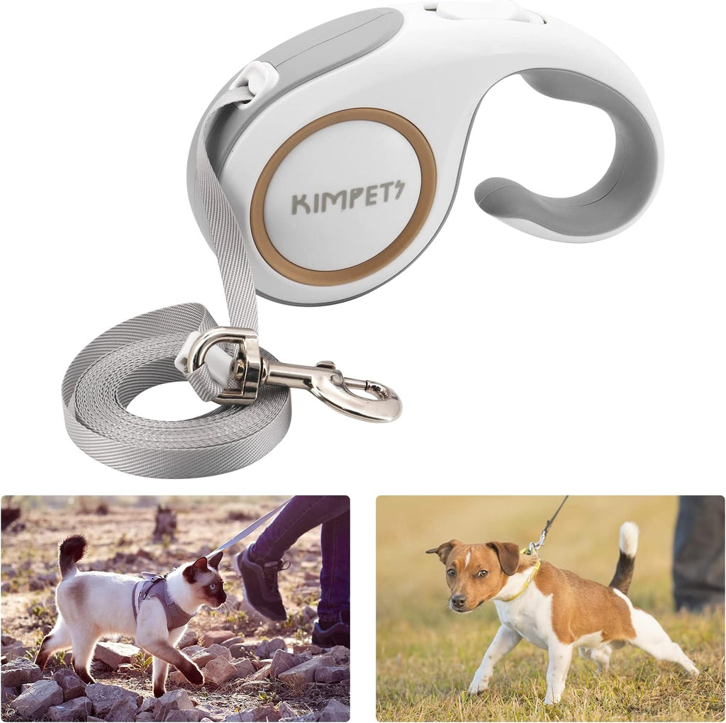 5M Extendable Dog Lead, Dog Leashes, Dog Lead Retractable, Dog Retractable Lead with Pause Lock, One-Handed Brake, Pause, Lock (White）