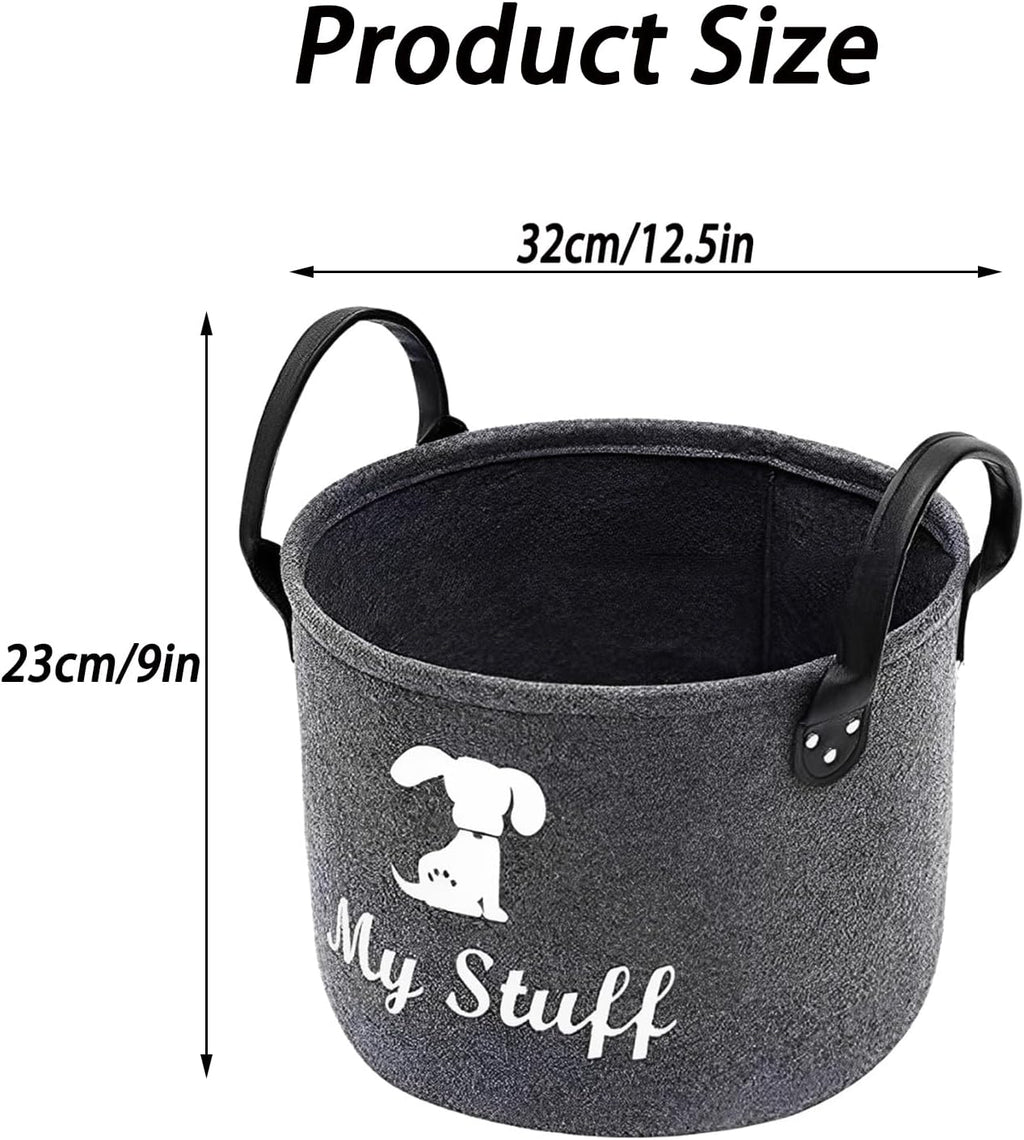 Dog Toy Storage, Dog Toy Box Storage, Toy Box for Dogs for Organizing Pet Toys Blankets Leashes Food - Dark Grey Felt