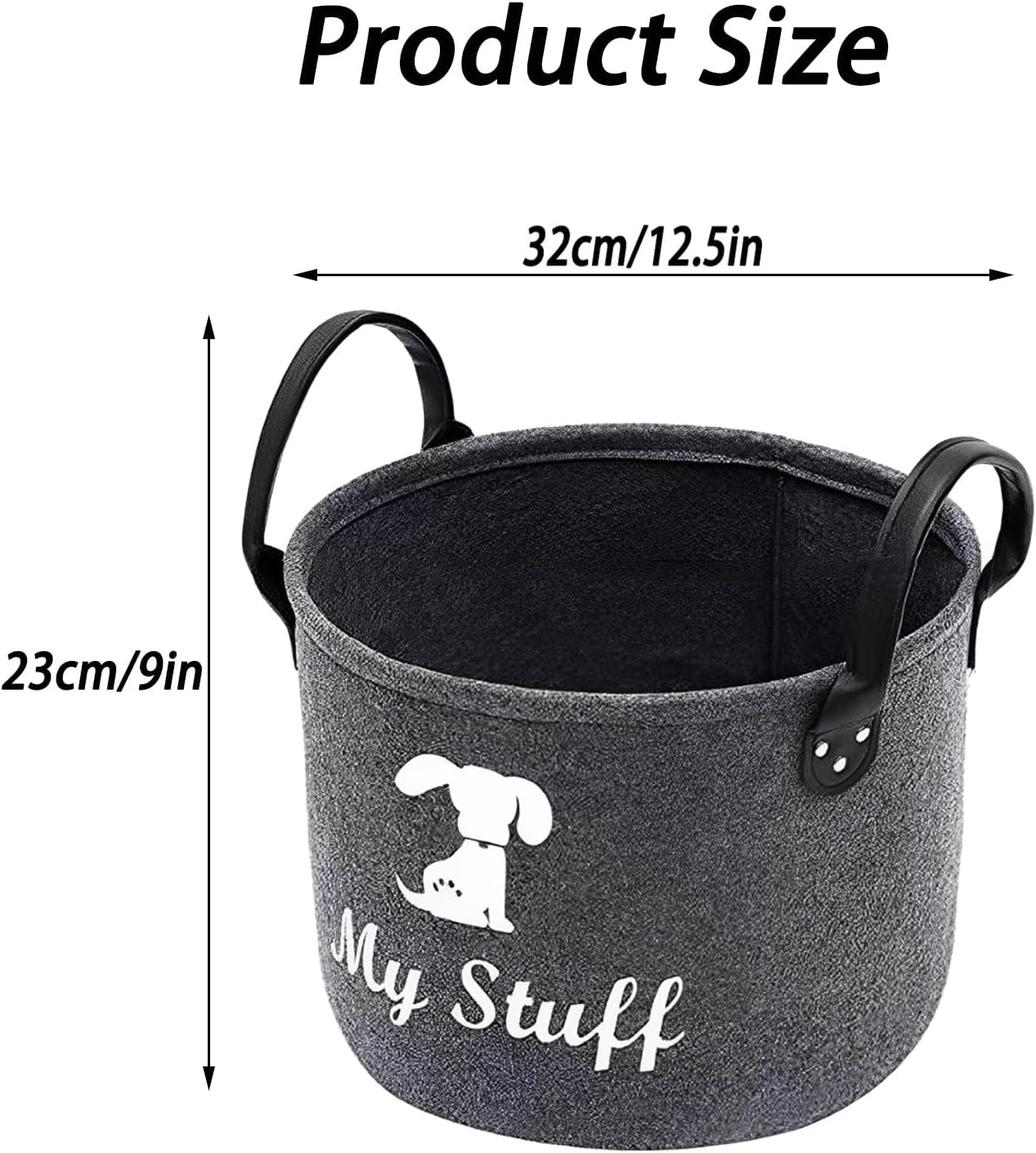 Dog Toy Storage, Dog Toy Box Storage, Toy Box for Dogs for Organizing Pet Toys Blankets Leashes Food - Dark Grey Felt