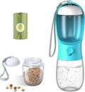 3 in 1 Portable Dog Water Bottle with Food Container and Waste Bag, Multifunctional Pet Travel Water Dispenser Water Bottle for outside Drinking and Eating, Suitable for Puppy and Cats