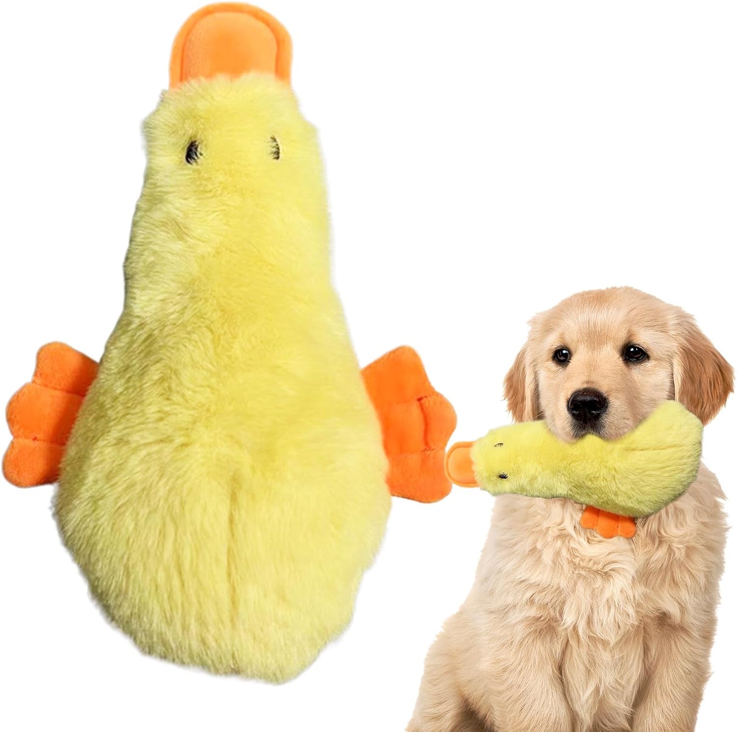 Dog Squeaky Duck - Small Pets Duck Plush Dog Chew Toys - Small Stuffed Puppy Chew Toys Wear Resistant Interactive for Friends, Families