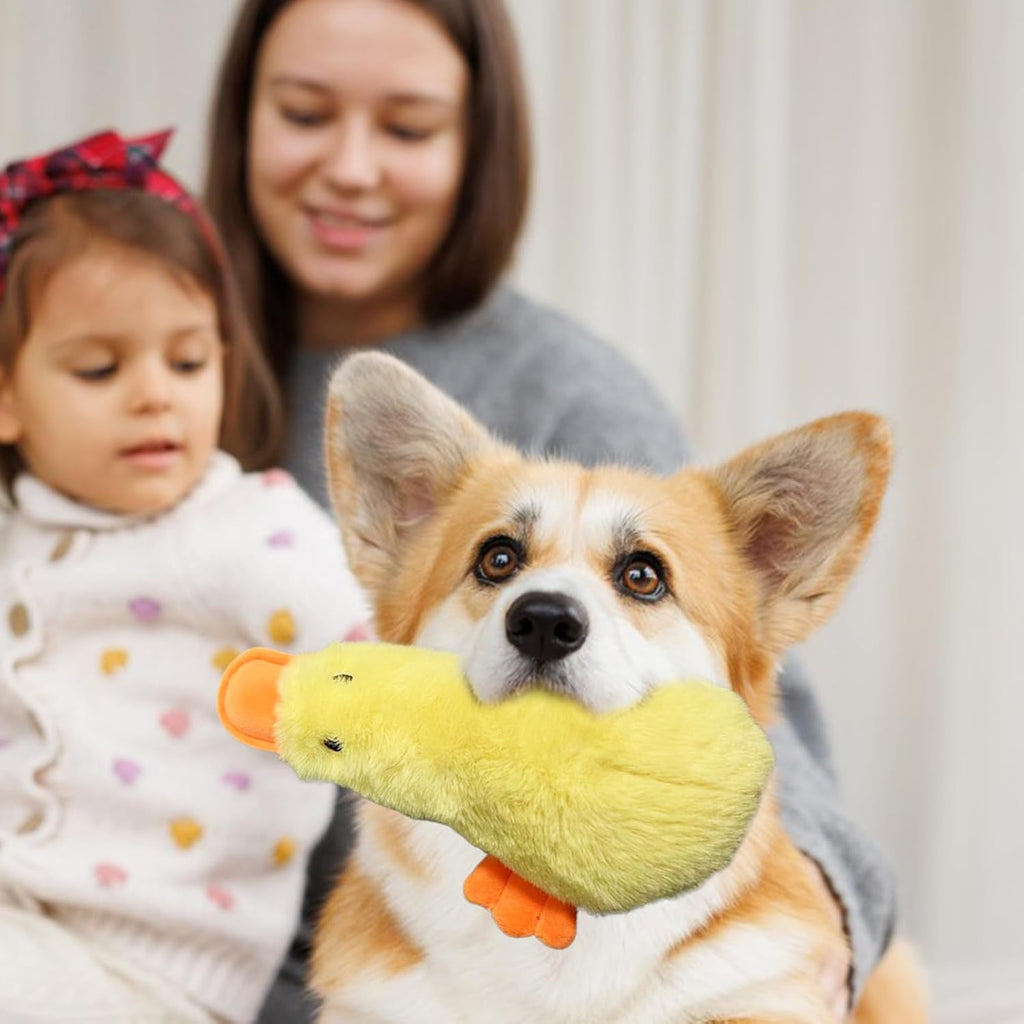 Dog Squeaky Duck - Small Pets Duck Plush Dog Chew Toys - Small Stuffed Puppy Chew Toys Wear Resistant Interactive for Friends, Families
