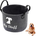 Dog Toy Storage, Dog Toy Box Storage, Toy Box for Dogs for Organizing Pet Toys Blankets Leashes Food - Dark Grey Felt