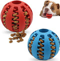 2Pcs Dog Treat Dispenser Ball Toy Interactive Dog Toys for Boredom Teeth Cleaning Chew Toy Rubber Ball for Puppy Small Dogs (S)