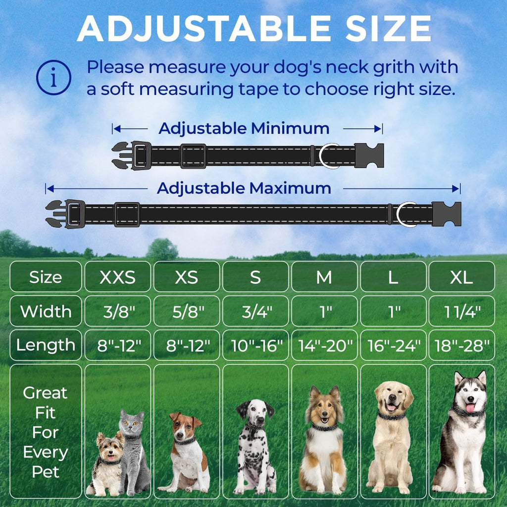 Reflective Dog Collar Black M – Soft Padding – Nylon, Quick Release | Extra-Soft Neoprene Padding; Reflective Stitching for Night Walks; Durable ABS Quick-Release Buckle; D-Ring & ID Tag Ring