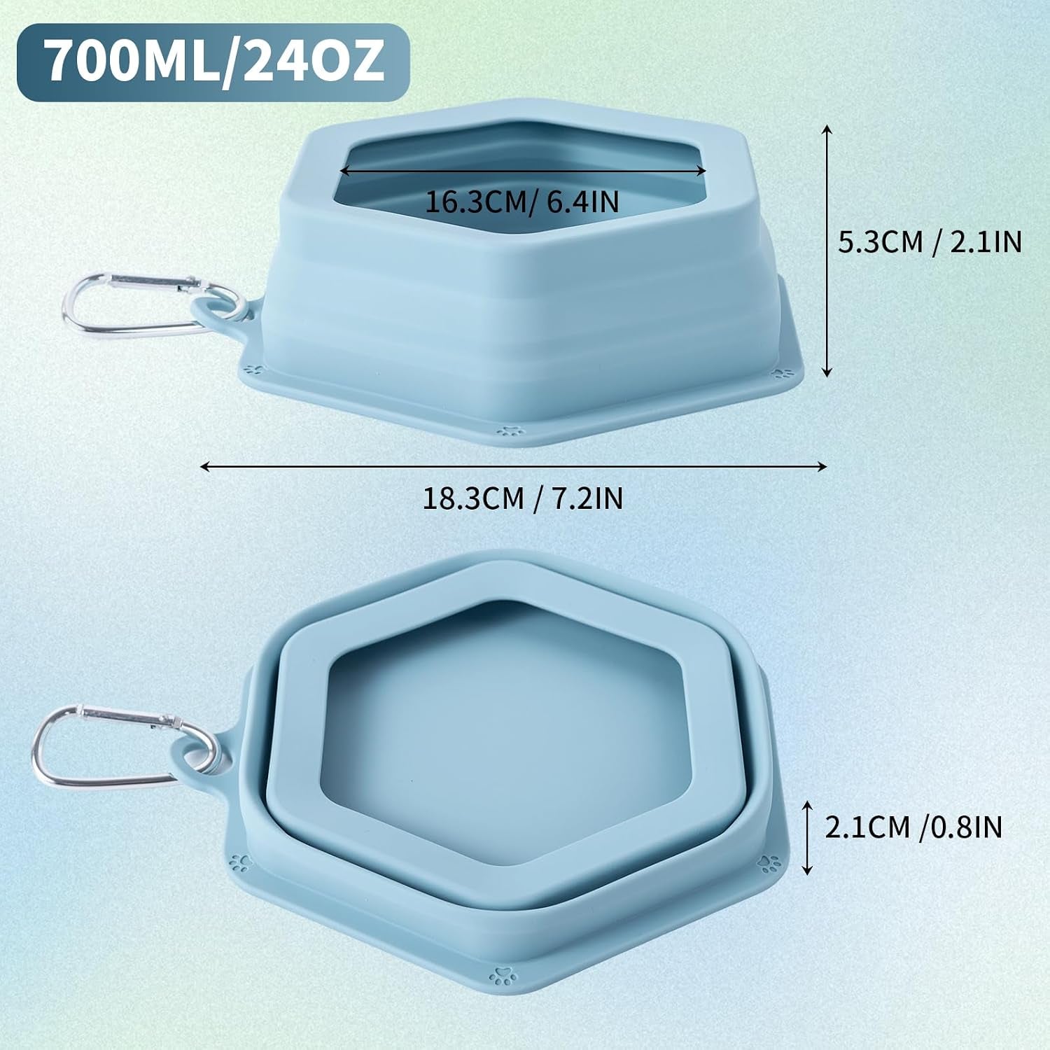 No Splash Collapsible Dog Travel Bowl, Collapsible Spill Proof Dog Water＆Food Bowls Integrated Molding Portable Pet Dish for Car,Camping, Long Road Trips (Blue)