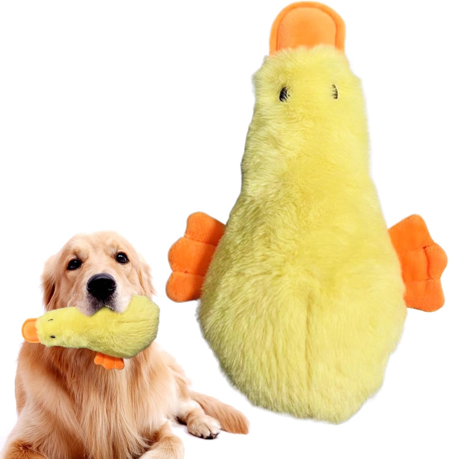 Dog Squeaky Duck - Small Pets Duck Plush Dog Chew Toys - Small Stuffed Puppy Chew Toys Wear Resistant Interactive for Friends, Families