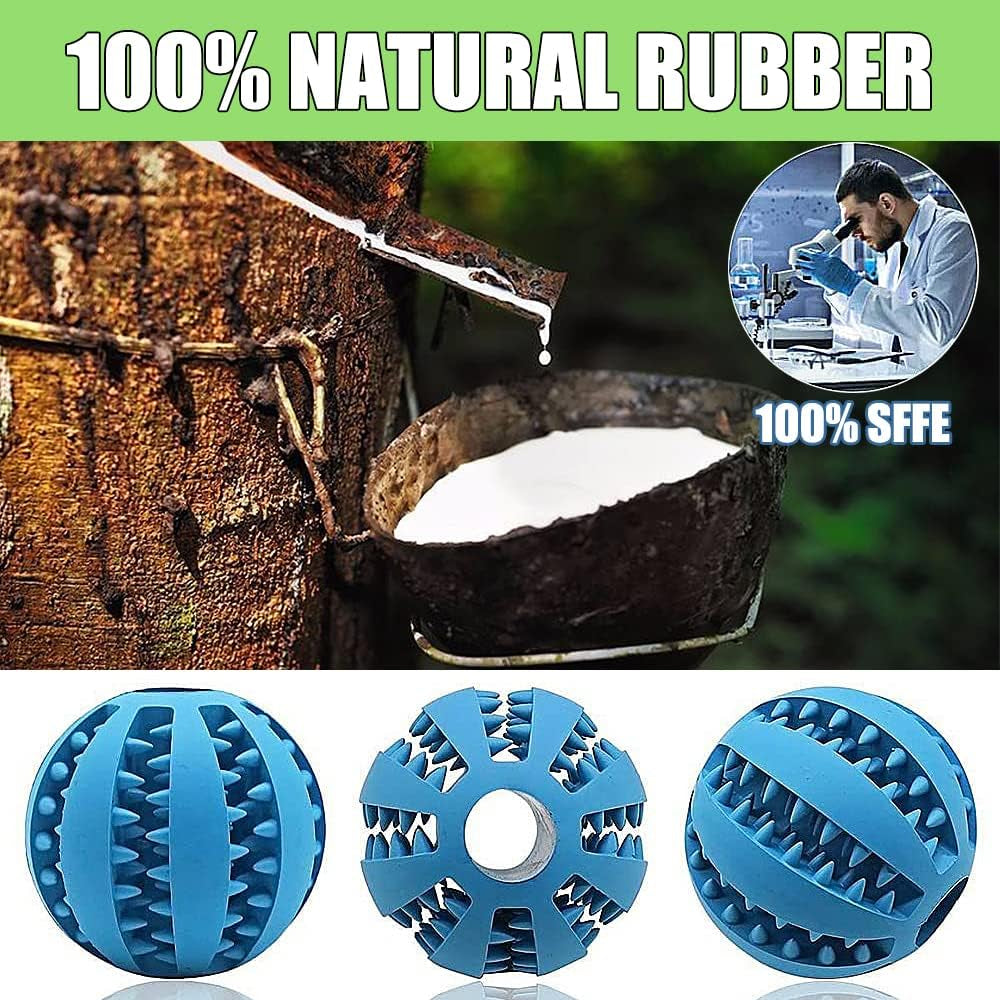 2Pcs Dog Treat Dispenser Ball Toy Interactive Dog Toys for Boredom Teeth Cleaning Chew Toy Rubber Ball for Puppy Small Dogs (S)