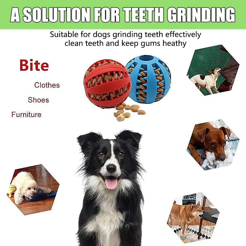 2Pcs Dog Treat Dispenser Ball Toy Interactive Dog Toys for Boredom Teeth Cleaning Chew Toy Rubber Ball for Puppy Small Dogs (S)