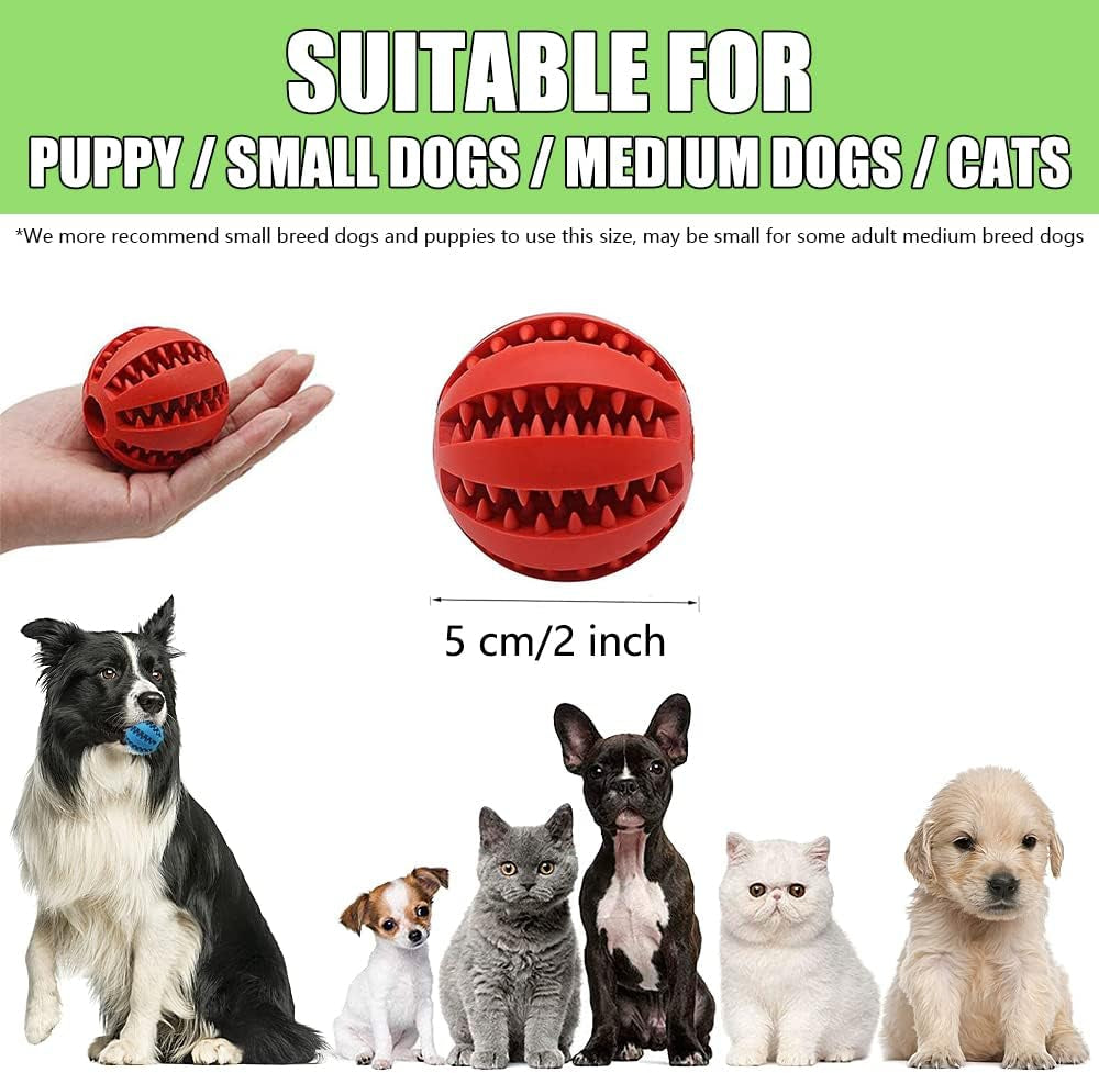 2Pcs Dog Treat Dispenser Ball Toy Interactive Dog Toys for Boredom Teeth Cleaning Chew Toy Rubber Ball for Puppy Small Dogs (S)