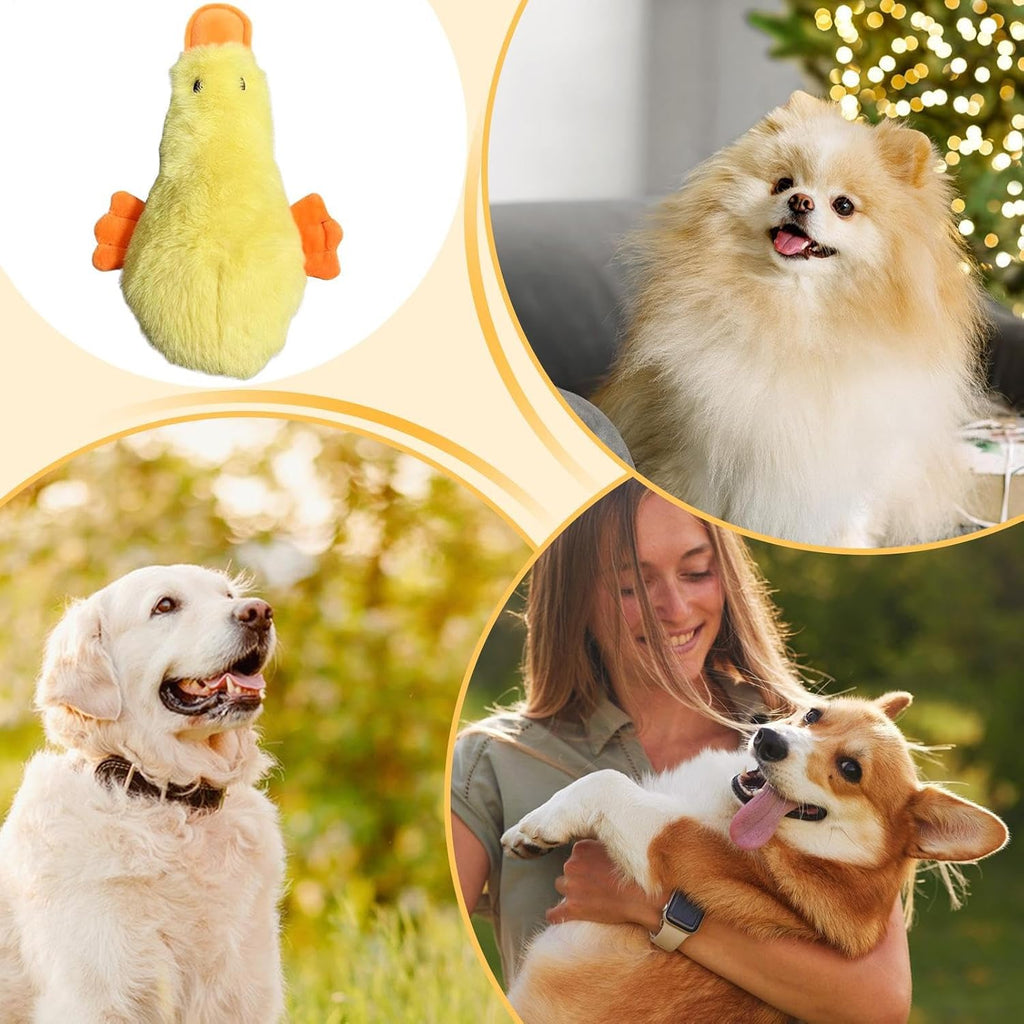 Dog Squeaky Duck - Small Pets Duck Plush Dog Chew Toys - Small Stuffed Puppy Chew Toys Wear Resistant Interactive for Friends, Families