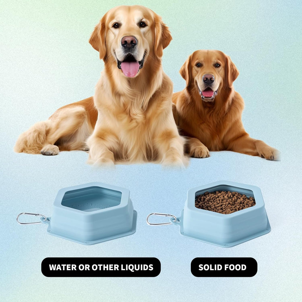 No Splash Collapsible Dog Travel Bowl, Collapsible Spill Proof Dog Water＆Food Bowls Integrated Molding Portable Pet Dish for Car,Camping, Long Road Trips (Blue)