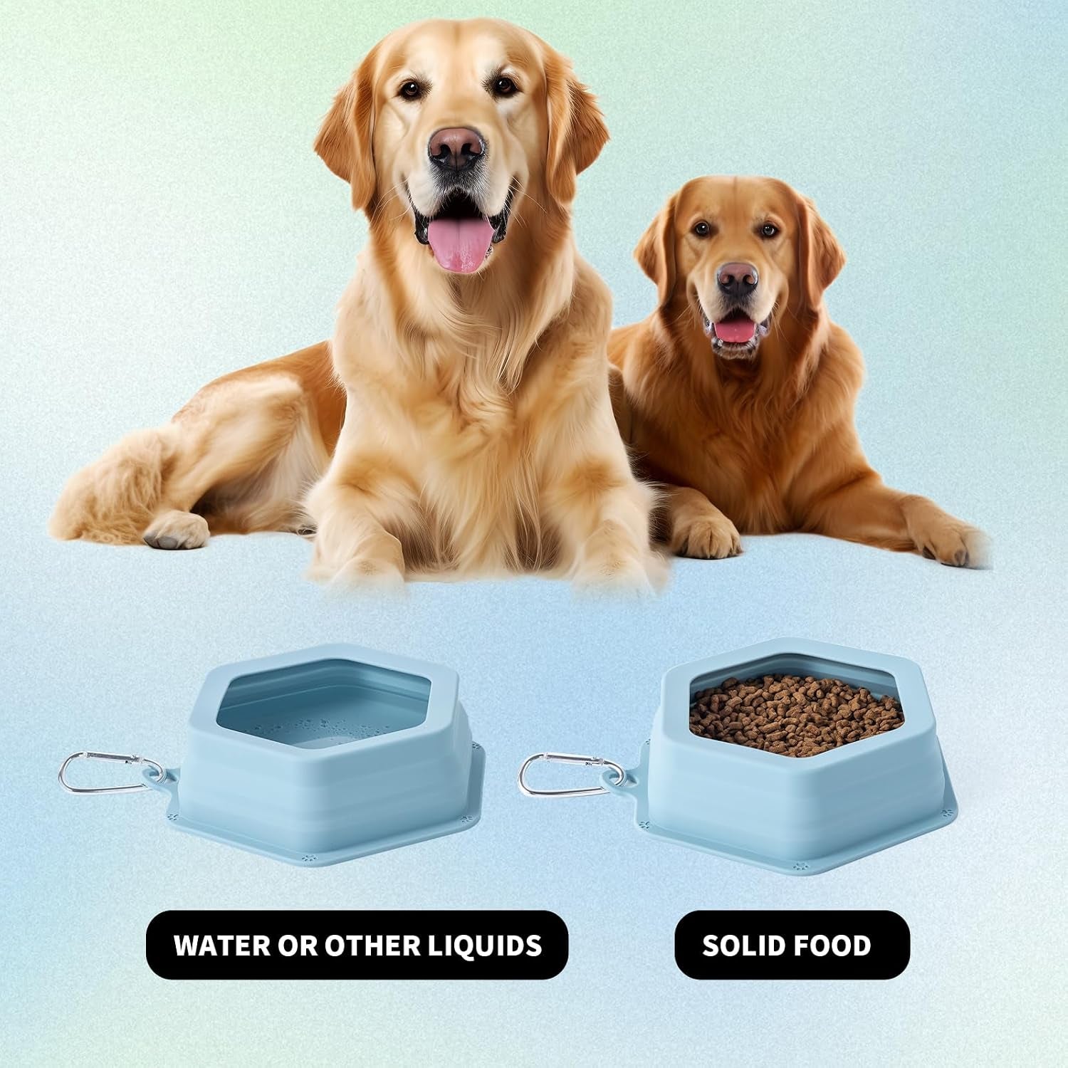 No Splash Collapsible Dog Travel Bowl, Collapsible Spill Proof Dog Water＆Food Bowls Integrated Molding Portable Pet Dish for Car,Camping, Long Road Trips (Blue)